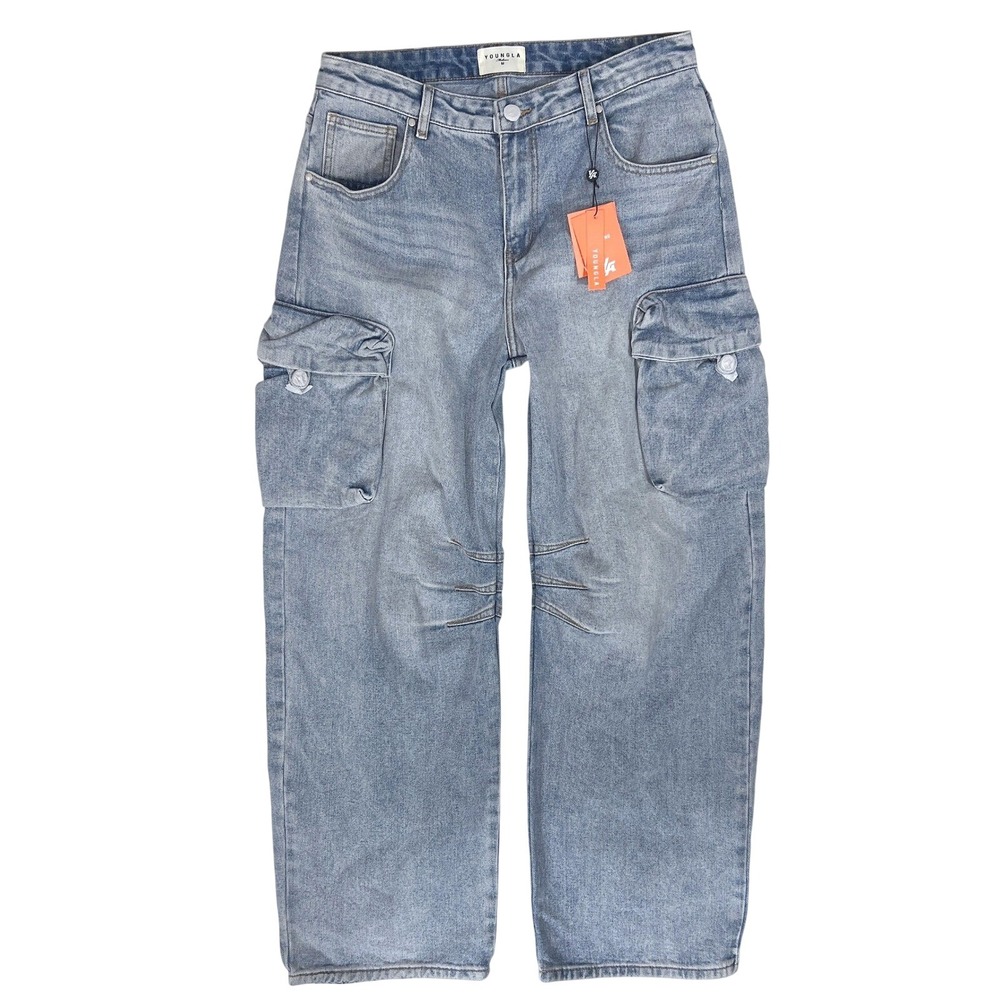 YoungLA 6012 Jeans Baggy M Cargo NWT 32 Wide Leg 90s Y2K Sk8 Gorpcore Streetwear